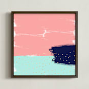 "Golden rain" - Art Print in Acqua Blue by Juliana Zimmermann - Framed