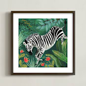 "Zebra" - Art Print in Emerald Green by Emilie Simpson - Framed