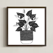 "A Simple Anthurium" - Art Print in Black by Madeline Trait - Framed