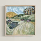 "The Burren" - Art Print in Irish Greens by Mary Gaspar - Framed