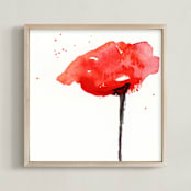 "Playful Poppy " - Art Print in Cherry by Lindsay Megahed - Framed
