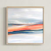 "Thinly Veiled" - Art Print in Coral by Mya Bessette - Framed