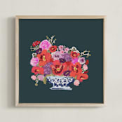 "Chinoiserie Blooms II" - Art Print in Emerald by Britt Mills - Framed