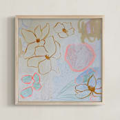 "A Garden Party" - Art Print in Sea Salt Beige by Nicole Simms - Framed