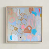 "Stop and Smell the Gardenias" - Art Print in Whipped Meringue Cream by Nicole Simms - Framed