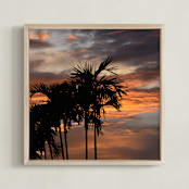 "Fiery Sky" - Art Print in Fire Orange by Jonathan Brooks - Framed