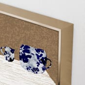 "Teacup with milk pitcher" - Art Print in Brown tea by Danushka Abeygoda - Frame Close-up