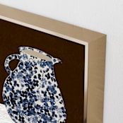 "Milk Jug" - Art Print in Blue blossoms by Danushka Abeygoda - Frame Close-up