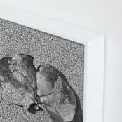 "Don't Worry, Be Happy III" - Art Print in Black and White by Annie Seaton - Frame Close-up