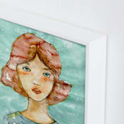 "While I wait" - Art Print in Turquoise by Lulaloo - Frame Close-up