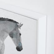 "White Stallion in Profile" - Art Print in Blue Grey by Stephanie Toral - Frame Close-up