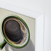 "Morning Coffee" - Art Print in Deep Roast and Olive by Amber Piacentine - Frame Close-up