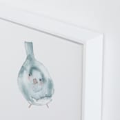 "Blushing Bird 3" - Art Print in light blue by Renee Anne Bouffard-McManus - Frame Close-up