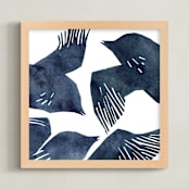 "Indigo Flight" - Art Print in Indigo Blue by Mia Posada - Framed
