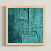 "Gathered Remnants I" - Art Print in Cyan Sky by Debra Pruskowski - Framed