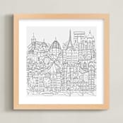 "Study Abroad" - Art Print in White by Krissy Bengtson - Framed