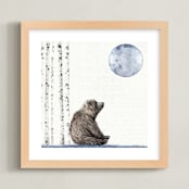 "Once upon a blue moon" - Art Print in white by Maja Cunningham - Framed