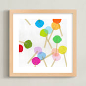 "Rainbow Lollies" - Art Print in Hot Pink by Jenny Westenhofer - Framed