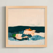 "Abstract Seascape Crashing Waves" - Art Print in turquoise blue by Caryn Owen - Framed
