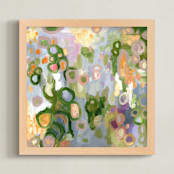 "spring bubbles" - Art Print in forest green by Kelly Witmer - Framed