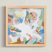 "Khaki Swirled" - Art Print in Blue with Khaki by Owen Design Studio - Framed