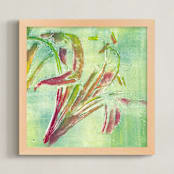 "Exotic Lily" - Art Print in Mint Green by Marta Berk - Framed