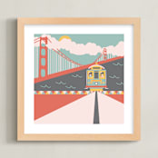 "San Fran" - Art Print in Golden Gate Coral by Sara Heilwagen - Framed