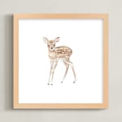 "watercolor fawn" - Art Print in fawn brown by Lauren Rogoff - Framed