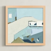 "Hillside Blues " - Art Print in Blue-green by Karyn Denten - Framed