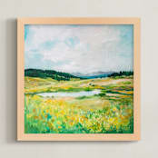 "Summer Golds" - Art Print in Wildflower Gold by Brittany Fan - Framed