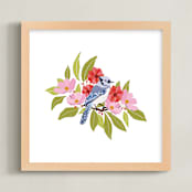 "Blue Jay Design" - Art Print in Lavender by Rushmi - Framed