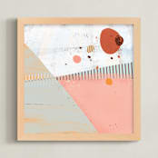 "Line Dancing" - Art Print in Grapefruit by Laura Mitchell - Framed