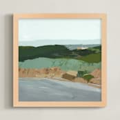 "Rocky Beach Seascape" - Art Print in brown by Caryn Owen - Framed