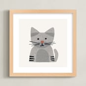 "Paper Pets 1" - Art Print in Tabby by Carrie Moradi - Framed