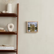 "Cathedral of San Carlos Borromeo" - Art Print in Sand Tan by Mechelle Gilford - In a Room