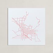 "Custom Map Letterpress Art" - Custom Letterpress Print in Neon Coral by Minted - Unframed