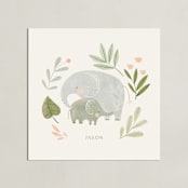 "Elephant duo" - Personalized Art Print in Soft Sage Green by Tati Abaurre - Unframed