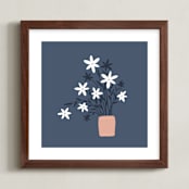 "Wildflower Bunch" - Art Print in Midnight by Betsy Siber - Framed