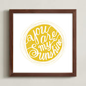 "You are my sinshine" - Art Print in Mustard Yellow by Shannon Chen of Four Wet Feet Studio - Framed