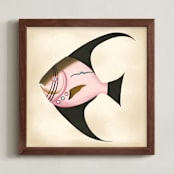 "Poissons No. 2" - Art Print in Antique by Jessie Burch - Framed