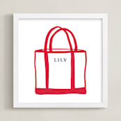 "Name Tote: Custom Print" - Custom Print in Lobster by Erika Firm - Framed