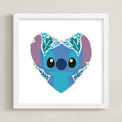 "Botanical Stitch" - Art Print in Surf by Jessie Steury - Framed