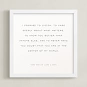 "Your Vows: Square Custom Letterpress Print " - Custom Letterpress Print in Warm Gray by Minted - Framed