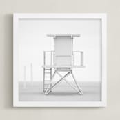 "Iconic Lifeguard tower" - Art Print in Neutral Grey by Kate Houlihan Photography - Framed