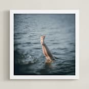 "Just off the dock I" - Art Print in Steel Blue by Jacquelyn Sloane Siklos - Framed