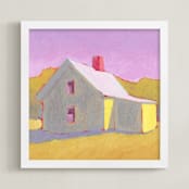 "Canary Cottage" - Art Print in Lavender Sky by Carol C. Young - Framed