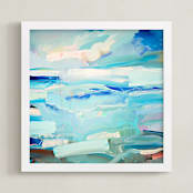 "Beach Day II" - Art Print in Aqua by Cristina Marie - Framed
