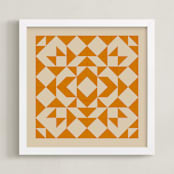 "Quilt" - Art Print in Tangerine by Beth Vassalo - Framed