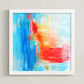 "Dalliance" - Art Print in Blue Malibu by Artsy Canvas Girl Designs - Framed