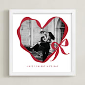 "Ribbon Bow Heart: Square Framed Photo" - Framed Photo in Cherry by Rebecca Durflinger - Framed